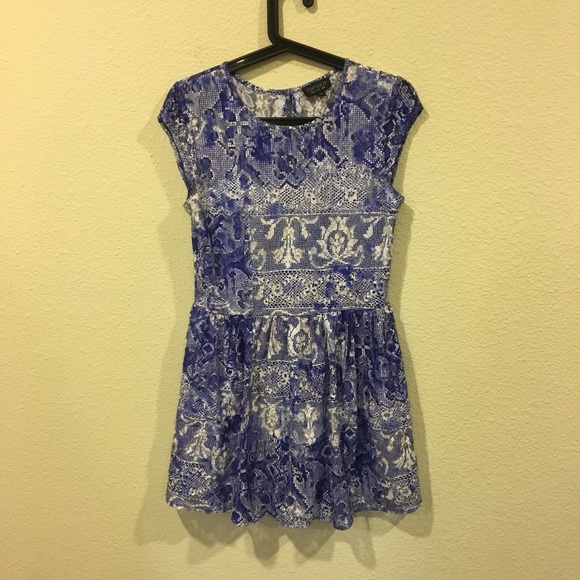 Topshop Dresses & Skirts - Topshop blue and white lace dress Topshop Dresses & Skirts - Topshop blue and white lace dress